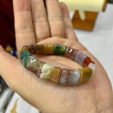 Ocean Agate Stone Beads Bracelet Gemstone Bangle Gift