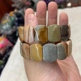 Ocean Agates Stone Beads Bracelet Natural Gem Jewelry Bangle