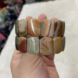 Ocean Agates Stone Beads Bracelet Natural Gem Jewelry Bangle