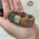 Ocean Agates Stone Beads Bracelet Natural Gem Jewelry Bangle