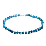 Ocean Apatite Chakra Necklace Silver 925 Gem Beads 8mm Handmade Jewelry