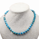 Ocean Apatite Chakra Necklace Silver 925 Gem Beads 8mm Handmade Jewelry