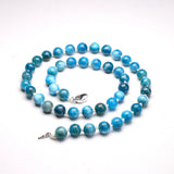 Ocean Apatite Chakra Necklace Silver 925 Gem Beads 8mm Handmade Jewelry