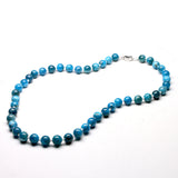 Ocean Apatite Chakra Necklace Silver 925 Gem Beads 8mm Handmade Jewelry