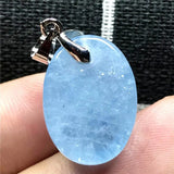 Ocean Aquamarine Beads Necklace Pendant Crystal Stone Silver 19x13x9mm Jewelry