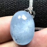 Ocean Aquamarine Beads Necklace Pendant Crystal Stone Silver 19x13x9mm Jewelry