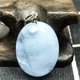 Aquamarine Beads Necklace Pendant for Woman Man Crystal Silver 22x17x9mm