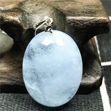 Aquamarine Beads Necklace Pendant for Woman Man Crystal Silver 22x17x9mm