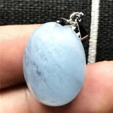 Natural Aquamarine Necklace Pendant Crystal Silver Oval Beads Jewelry AAAAA
