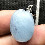 Natural Aquamarine Necklace Pendant Crystal Silver Oval Beads Jewelry AAAAA