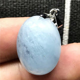 Natural Aquamarine Necklace Pendant Crystal Silver Oval Beads Jewelry AAAAA