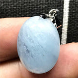 Natural Aquamarine Necklace Pendant Crystal Silver Oval Beads Jewelry AAAAA