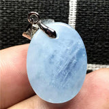 Natural Aquamarine Necklace Pendant Crystal Silver Oval Beads Jewelry AAAAA
