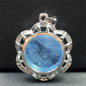 Ocean Aquamarine Necklace Pendant - Crystal Stone Beads Silver Jewelry