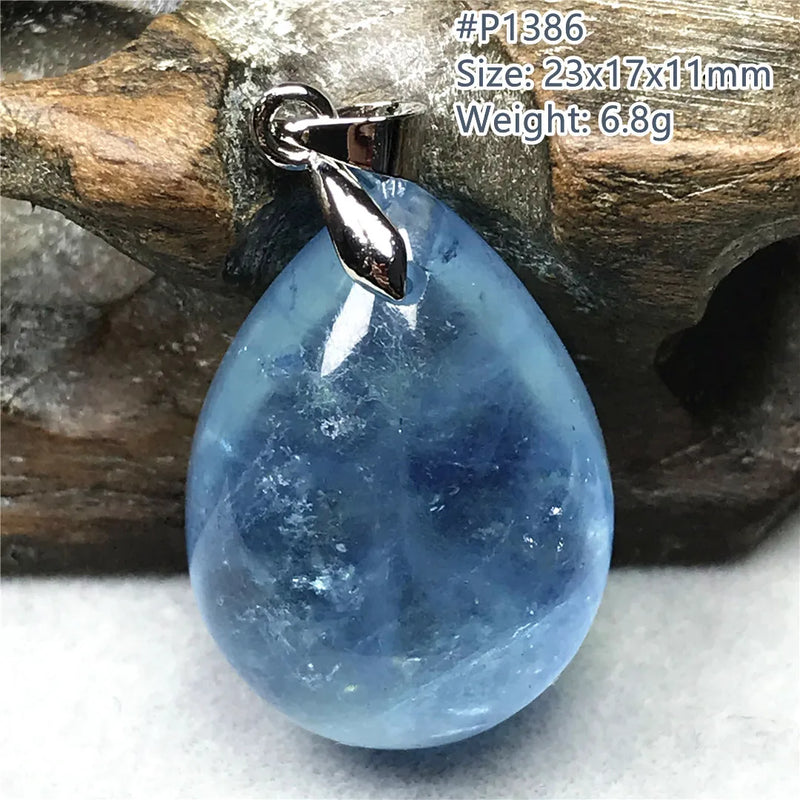 Ocean Aquamarine Pendant Healing Love Gift Crystal Silver Jewelry