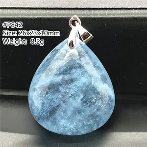 Aquamarine Pendant Jewelry Healing Luck Gift Crystal 26x23x10mm Beads Stone A
