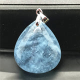 Aquamarine Pendant Jewelry Healing Luck Gift Crystal 26x23x10mm Beads Stone A