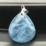 Aquamarine Pendant Jewelry Healing Luck Gift Crystal 26x23x10mm Beads Stone A