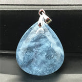 Aquamarine Pendant Jewelry Healing Luck Gift Crystal 26x23x10mm Beads Stone A