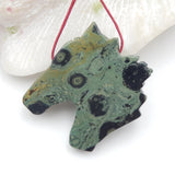 Natural Ocean Kambaba Carved Horse Head Charms Pendant Bead
