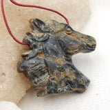 Natural Kambaba Carved Horse Head Charm Pendant Bead
