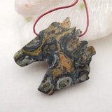 Natural Kambaba Carved Horse Head Charm Pendant Bead