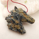 Natural Kambaba Carved Horse Head Charm Pendant Bead