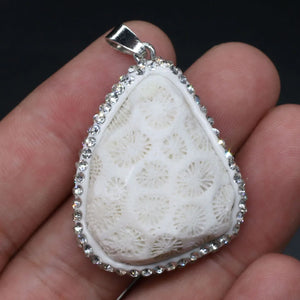 Natural Ocean Stone Necklace Pendant Irregular Shape Stone Pendant 26x30-30x40mm