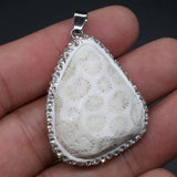 Natural Ocean Stone Necklace Pendant Irregular Shape Stone Pendant 26x30-30x40mm