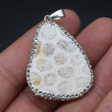 Natural Ocean Stone Necklace Pendant Irregular Shape Stone Pendant 26x30-30x40mm