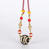 Natural Old Agate Evil Eye Gem Stone Rope Adjust Pendant Necklace