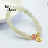 Natural Old Bead Hetian Jade Bracelet Sweet Romantic Women Jewelry Gift