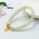 Natural Old Bead Hetian Jade Bracelet Sweet Romantic Women Jewelry Gift