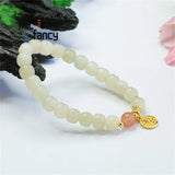 Natural Old Bead Hetian Jade Bracelet Sweet Romantic Women Jewelry Gift
