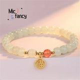 Natural Old Bead Hetian Jade Bracelet Sweet Romantic Women Jewelry Gift