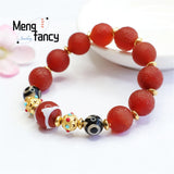 Red Agate Tiger Tooth Pearl Chalcedony Bead Hand String