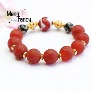 Red Agate Tiger Tooth Pearl Chalcedony Bead Hand String
