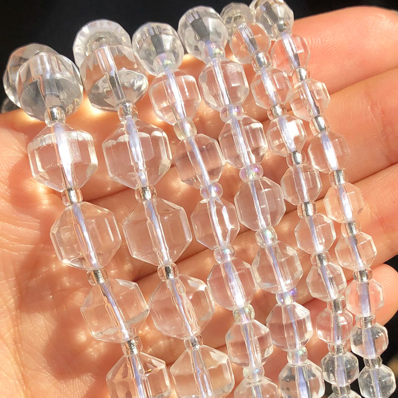 Clear Quartz Olive Shape Stone Beads 6-10mm DIY Jewelry Making 15''