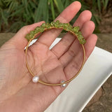 Natural Olivine Crystal Peridot Bracelet Bangle Gem Jewelry