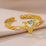 Opal Bangle Bracelet for Women Stainless Steel Plated Wedding Jewelry