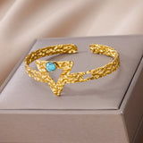 Opal Bangle Bracelet for Women Stainless Steel Plated Wedding Jewelry