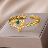 Opal Bangle Bracelet for Women Stainless Steel Plated Wedding Jewelry