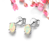 Colorful Opal Gemstone Sterling Silver Stud Earring for Women