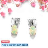 Colorful Opal Gemstone Sterling Silver Stud Earring for Women