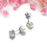 Colorful Opal Gemstone Sterling Silver Stud Earring for Women
