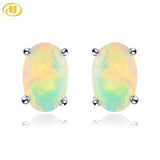 Colorful Opal Gemstone Sterling Silver Stud Earring for Women