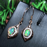 925 Silver Natural Opal Earrings Light Reflective Gem