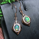 925 Silver Natural Opal Earrings Light Reflective Gem