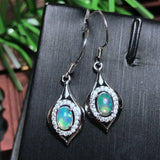925 Silver Natural Opal Earrings Light Reflective Gem