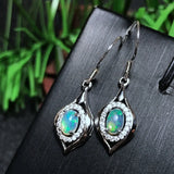 925 Silver Natural Opal Earrings Light Reflective Gem